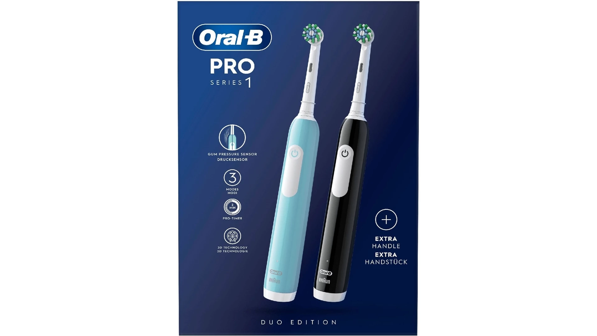 Oral-B Pro Series 1, 2-pack electric toothbrush black & turquoise