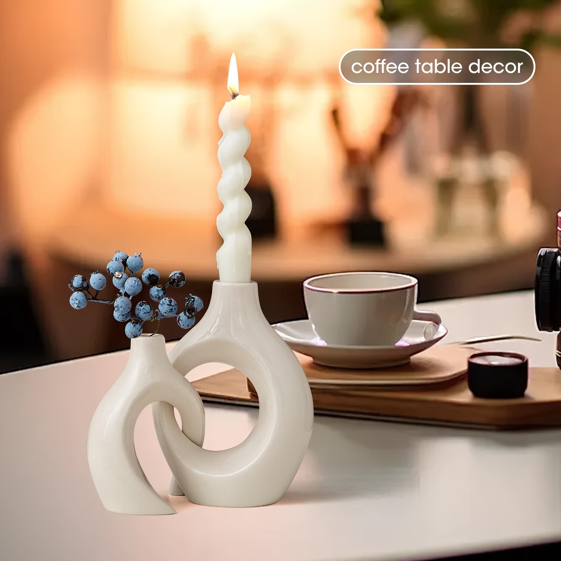 2-piece Set Ceramic Candle Holders