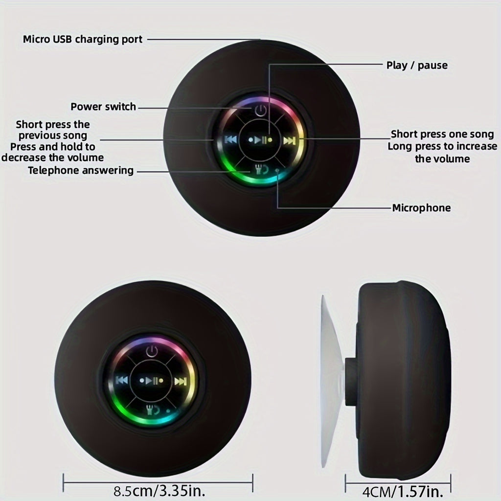 Mini trådlös högtalare med LED & sugkopp
