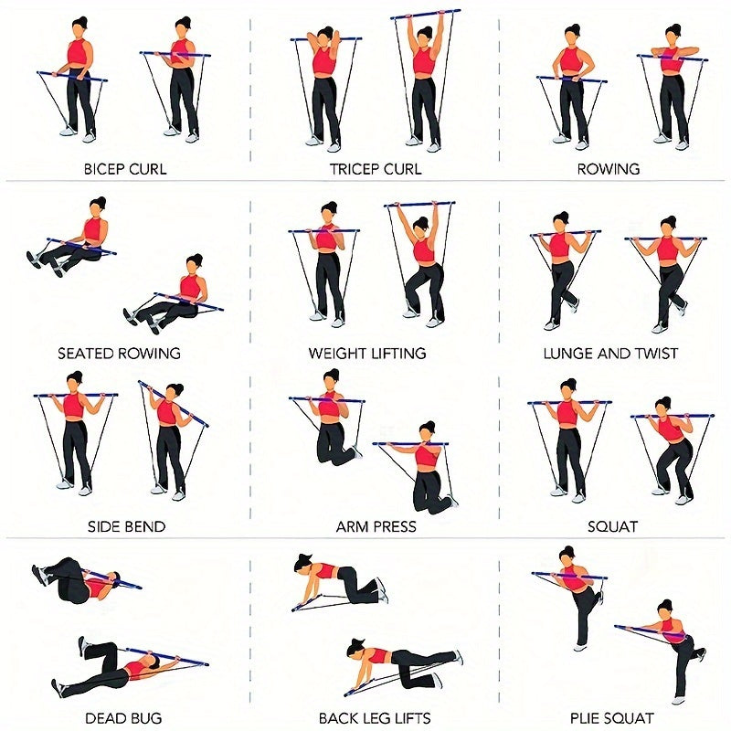 Pilates bar with adjustable resistance band