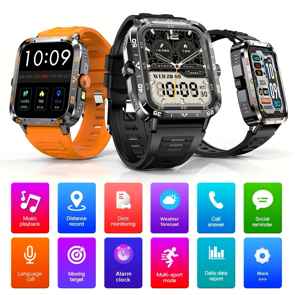 Smartwatch with LED &amp; 100+ sports modes
