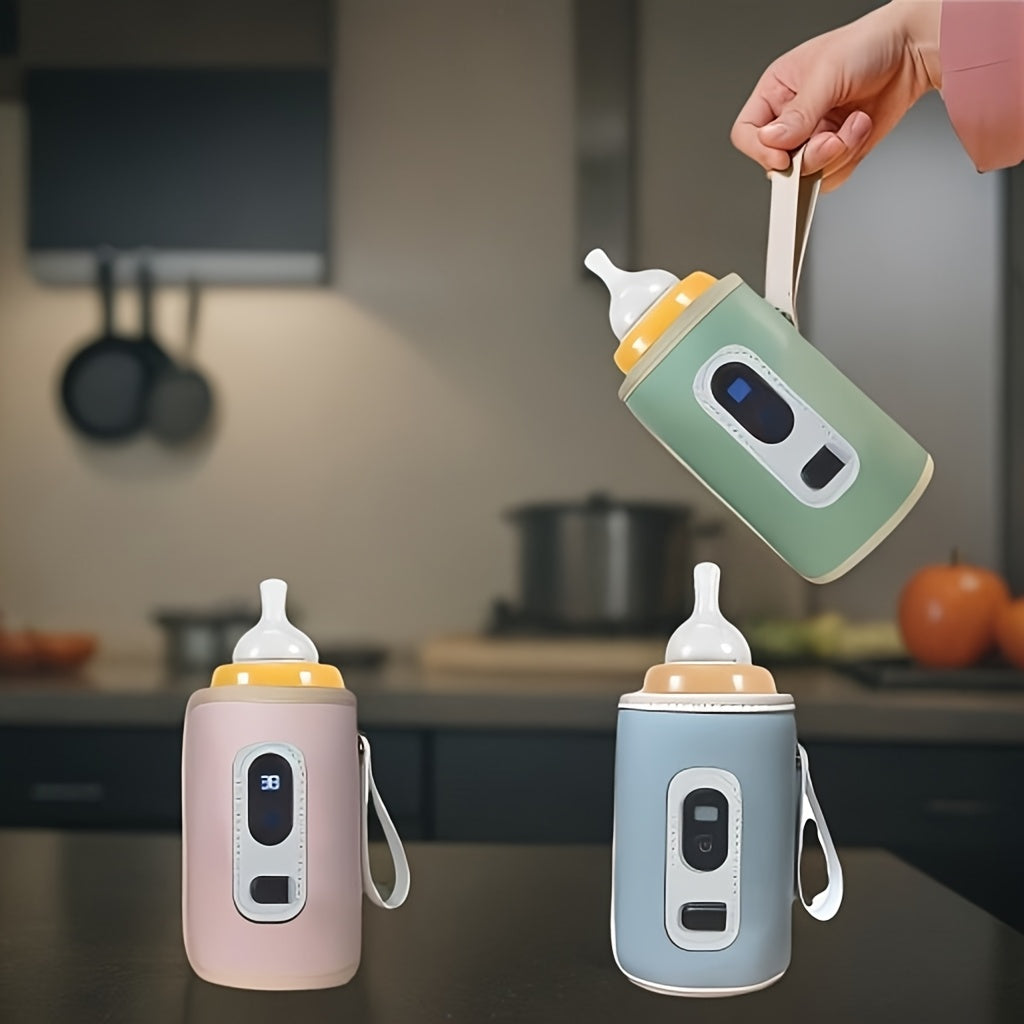 USB-powered pacifier bottle warmer with digital display