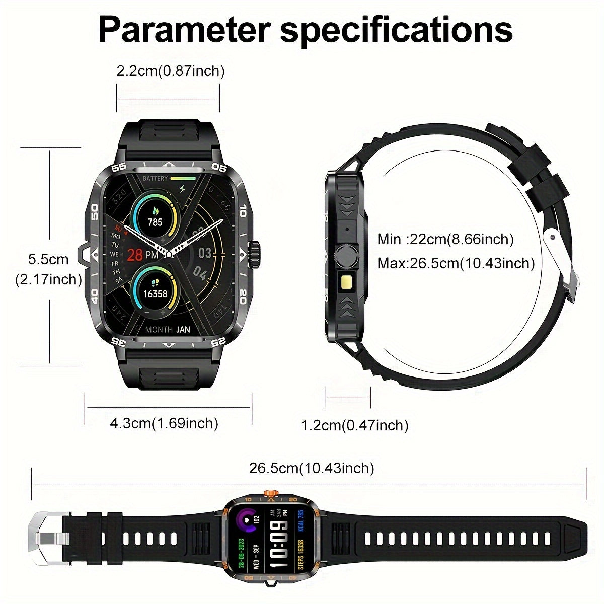 Smartwatch with LED &amp; 100+ sports modes