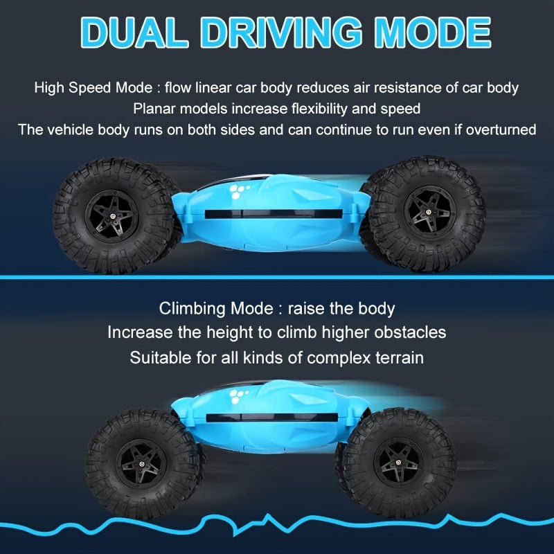 LED-lit stunt RC car with gesture control and climbing