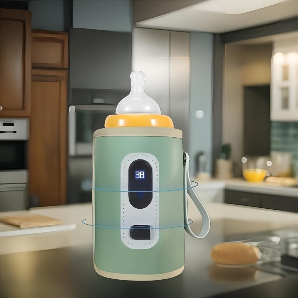USB-powered pacifier bottle warmer with digital display