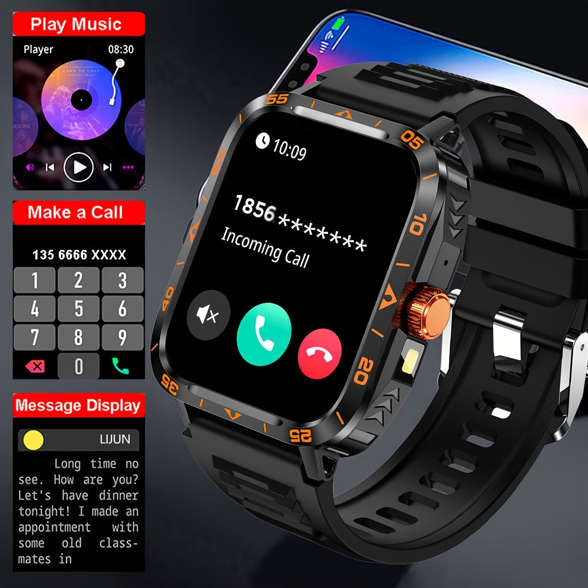 Smartwatch with LED &amp; 100+ sports modes