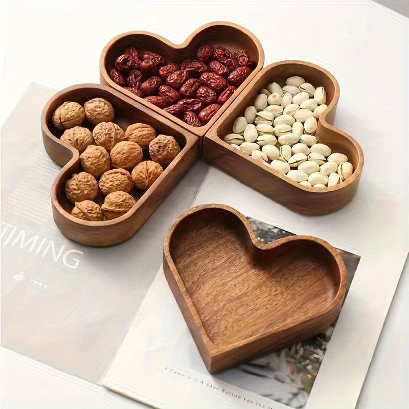 1 Piece Heart-Shaped Tray In Solid Wood