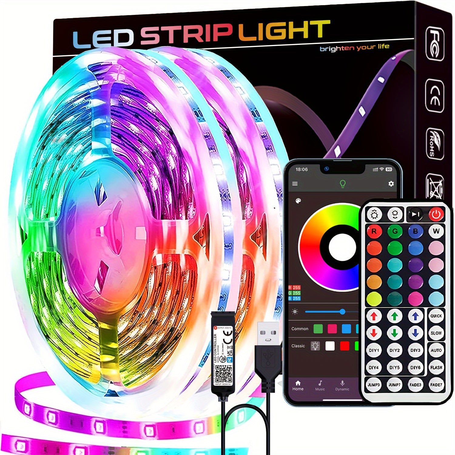 LED light strip with music &amp; remote control