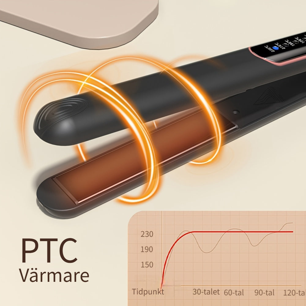 Ceramic titanium straightener and curling iron combination