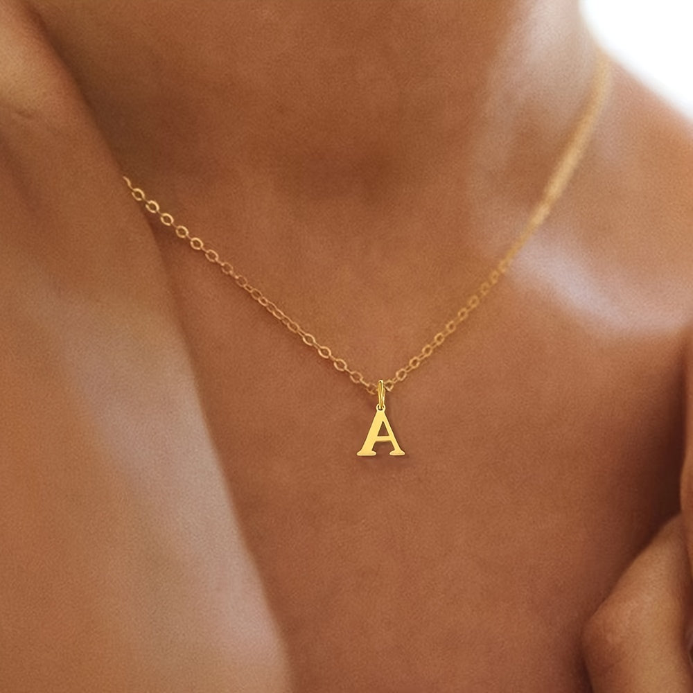 26 Initial Letter Necklace Gold Plated