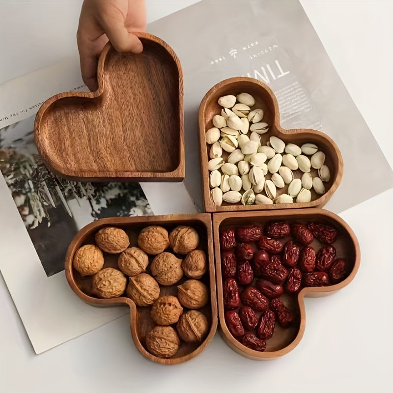 1 Piece Heart-Shaped Tray In Solid Wood