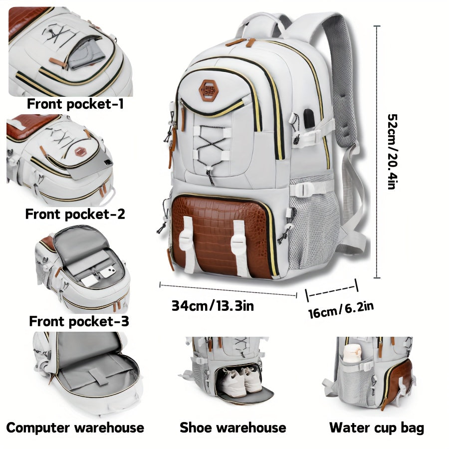 Men's Casual Backpack - Large Capacity Durable Nylon With Multiple Pockets and Portable Laptop Compartment