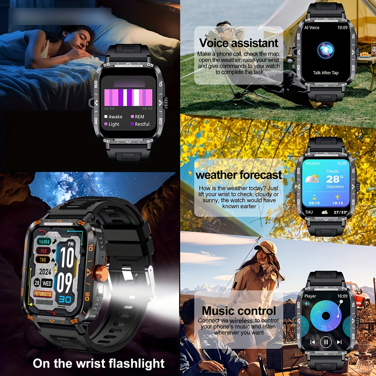 Smartwatch with LED &amp; 100+ sports modes