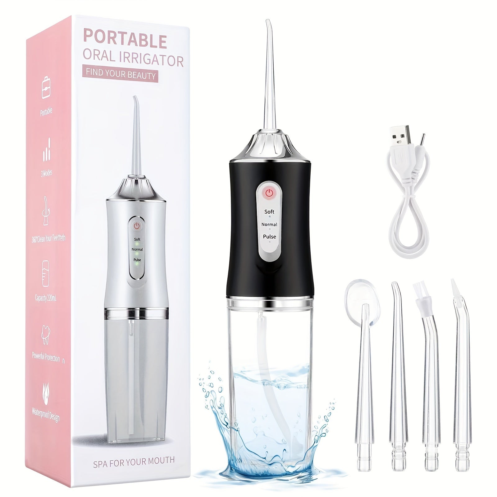 Portabel USB-uppladdningsbar vattenflossare