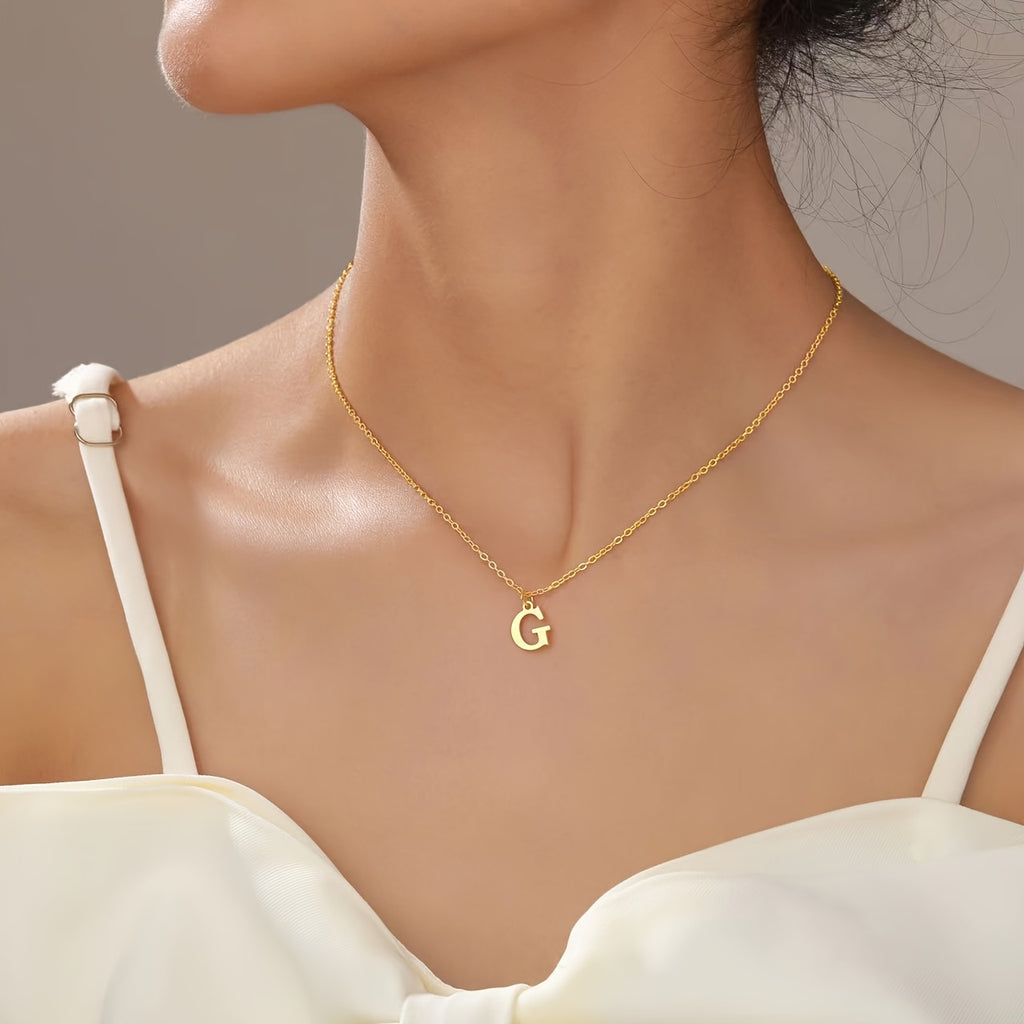 26 Initial Letter Necklace Gold Plated