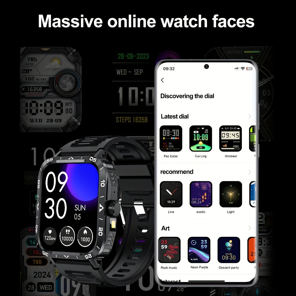 Smartwatch with LED &amp; 100+ sports modes