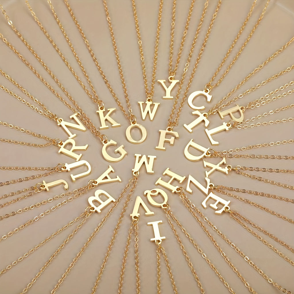 26 Initial Letter Necklace Gold Plated