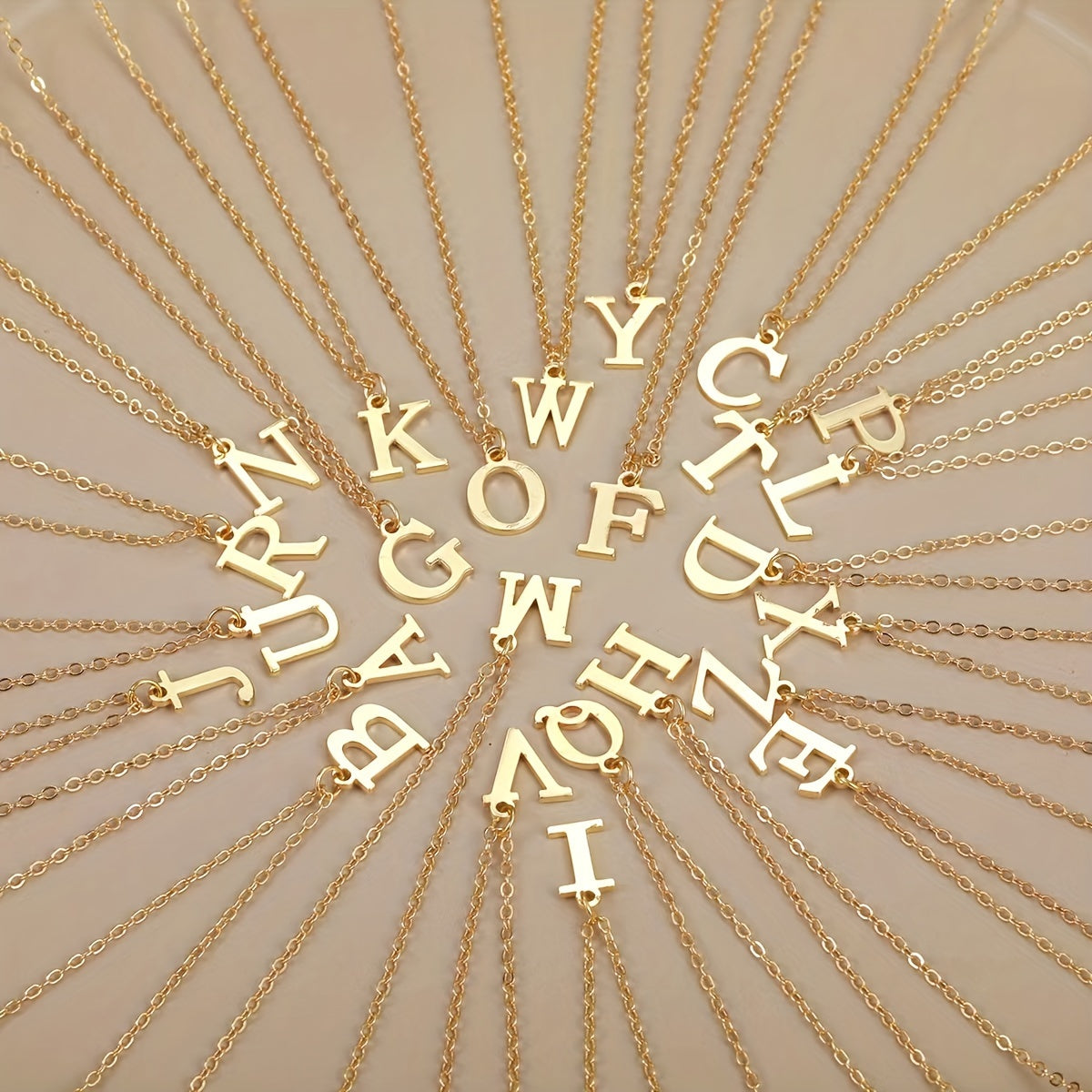 26 Initial Letter Necklace Gold Plated
