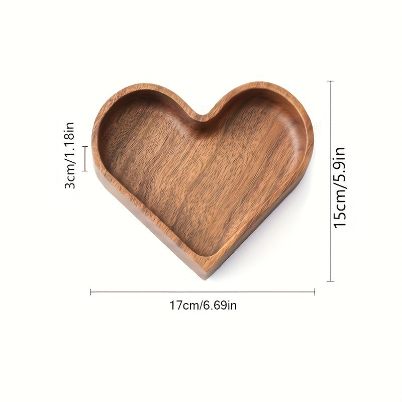 1 Piece Heart-Shaped Tray In Solid Wood