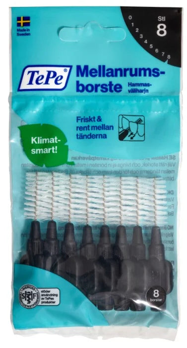 TePe Mellanrumsborste Original finns i 9 färgkodade storlekar för att passa mindre till större mellanrum